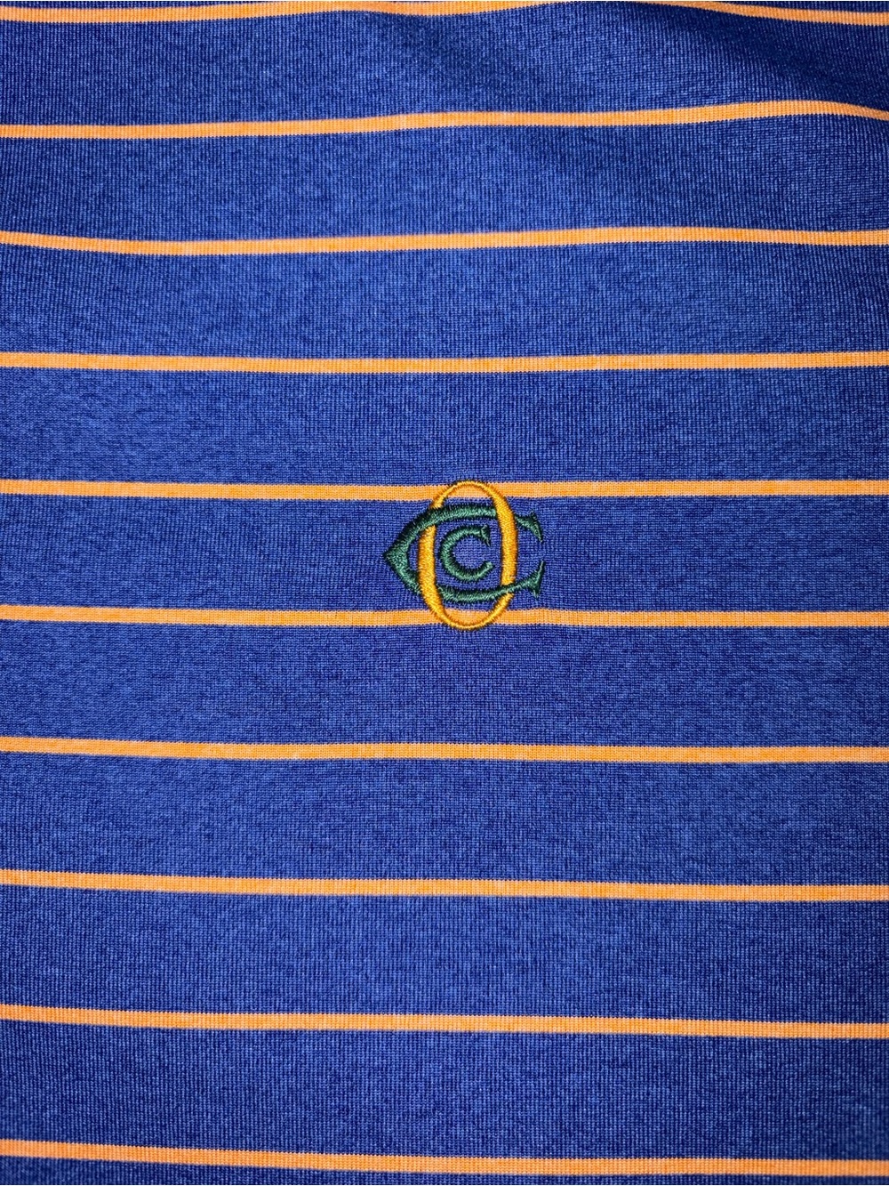 Donald Ross Oakmont Country Club Blue and yellow striped polo